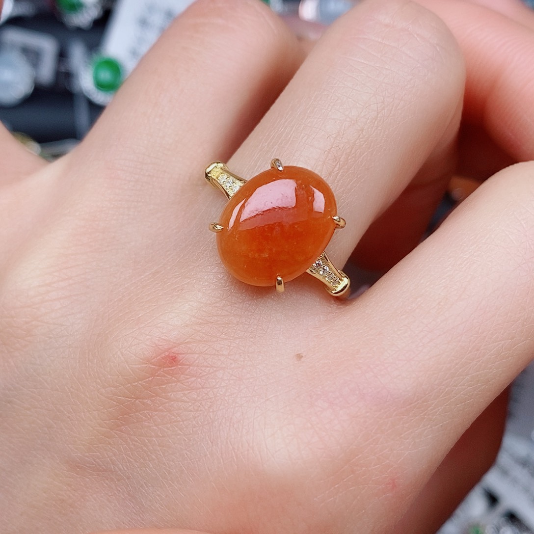 翡翠戒指银S925镶嵌戒指