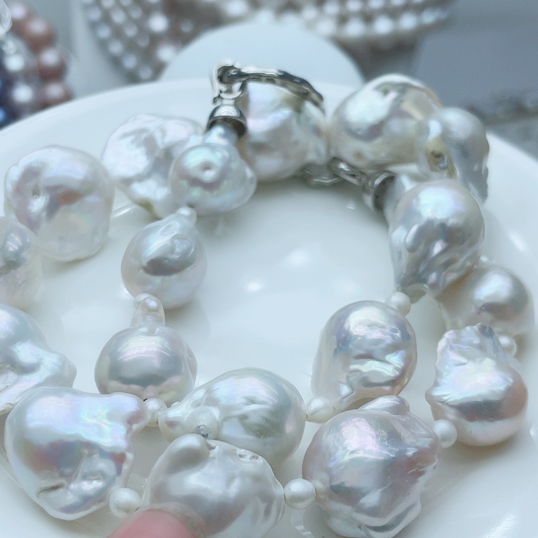 淡水珍珠颈饰钛钢爱**鱼