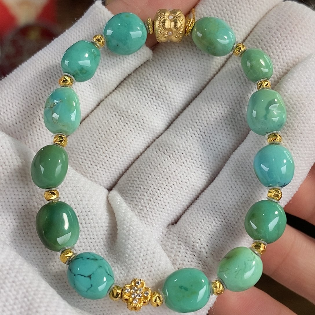 绿松石银S925镀金镶嵌珠宝奇石