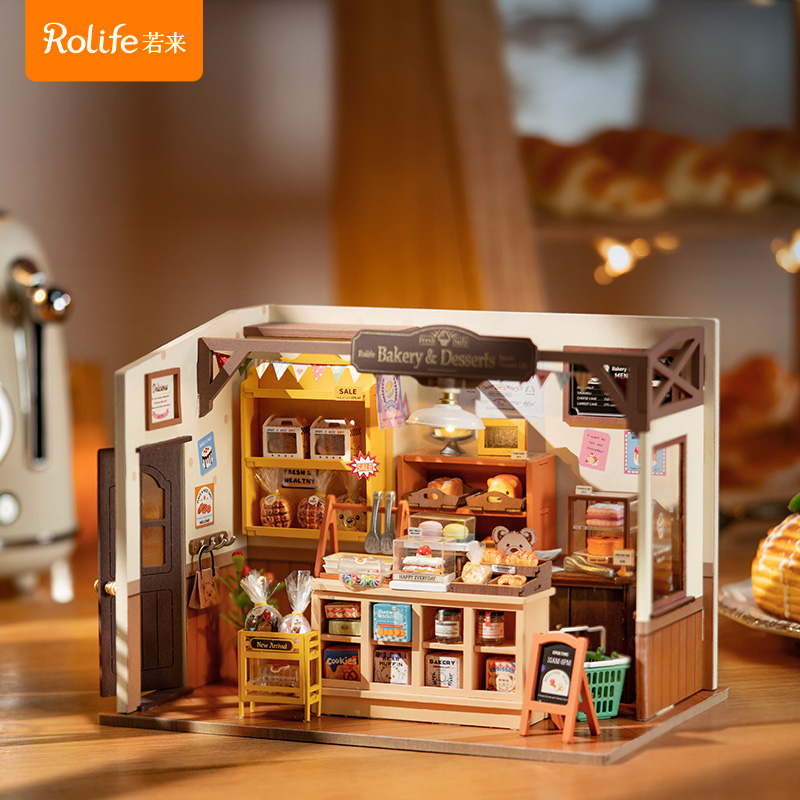 【贝卡面包店】木质DIY精致小屋拼装亲子手工小屋儿童节生日礼物