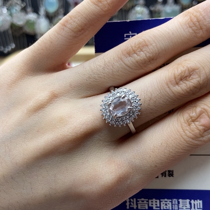 【闪购商品】水晶戒指银S925镶嵌开口