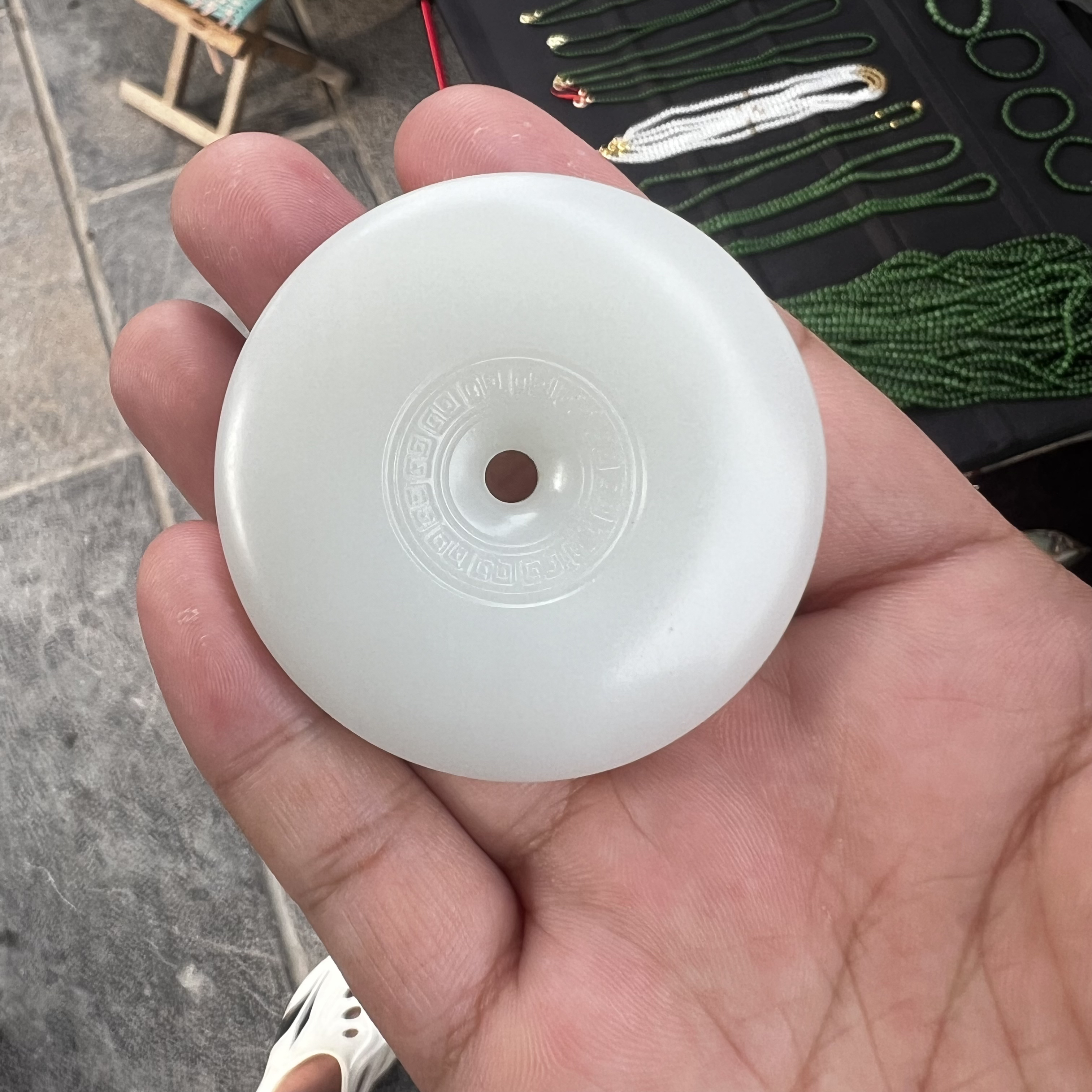 01 俄料高青白 53.8mm 平安扣挂件吊坠 心想事成