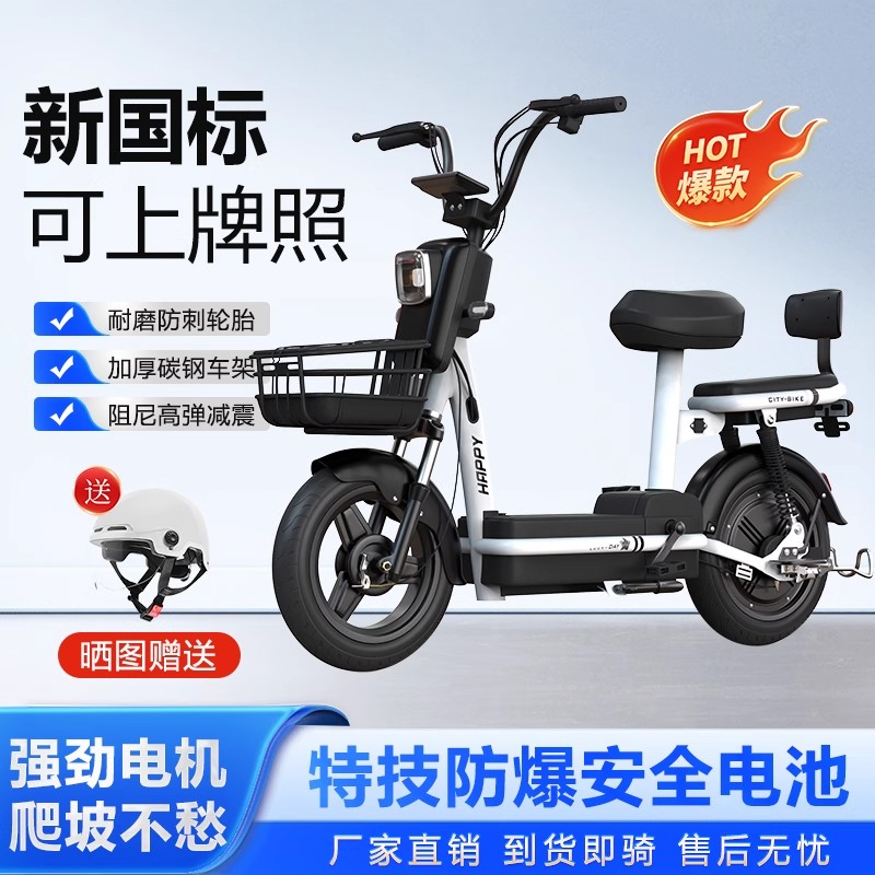 2025新款电动车小型电动自行车两轮锂电池代步车双人电瓶车学生