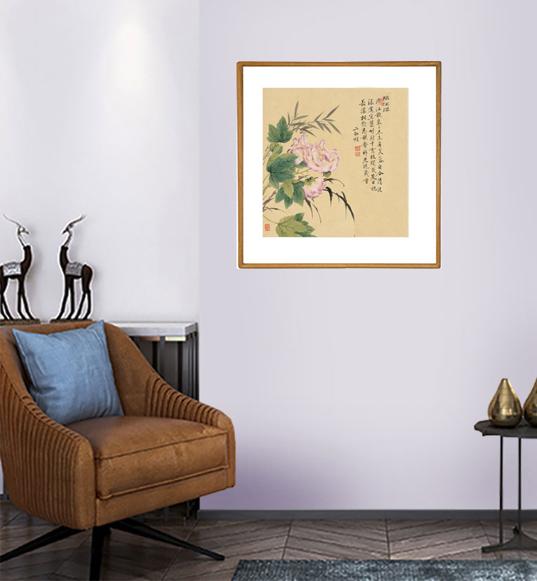 《芙蓉 斗方》室内玄关卧室装饰画