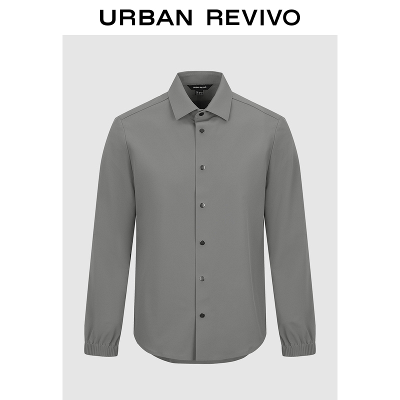 UR2025冬季新款男装休闲简约通勤风翻领开襟衬衫UMT250006