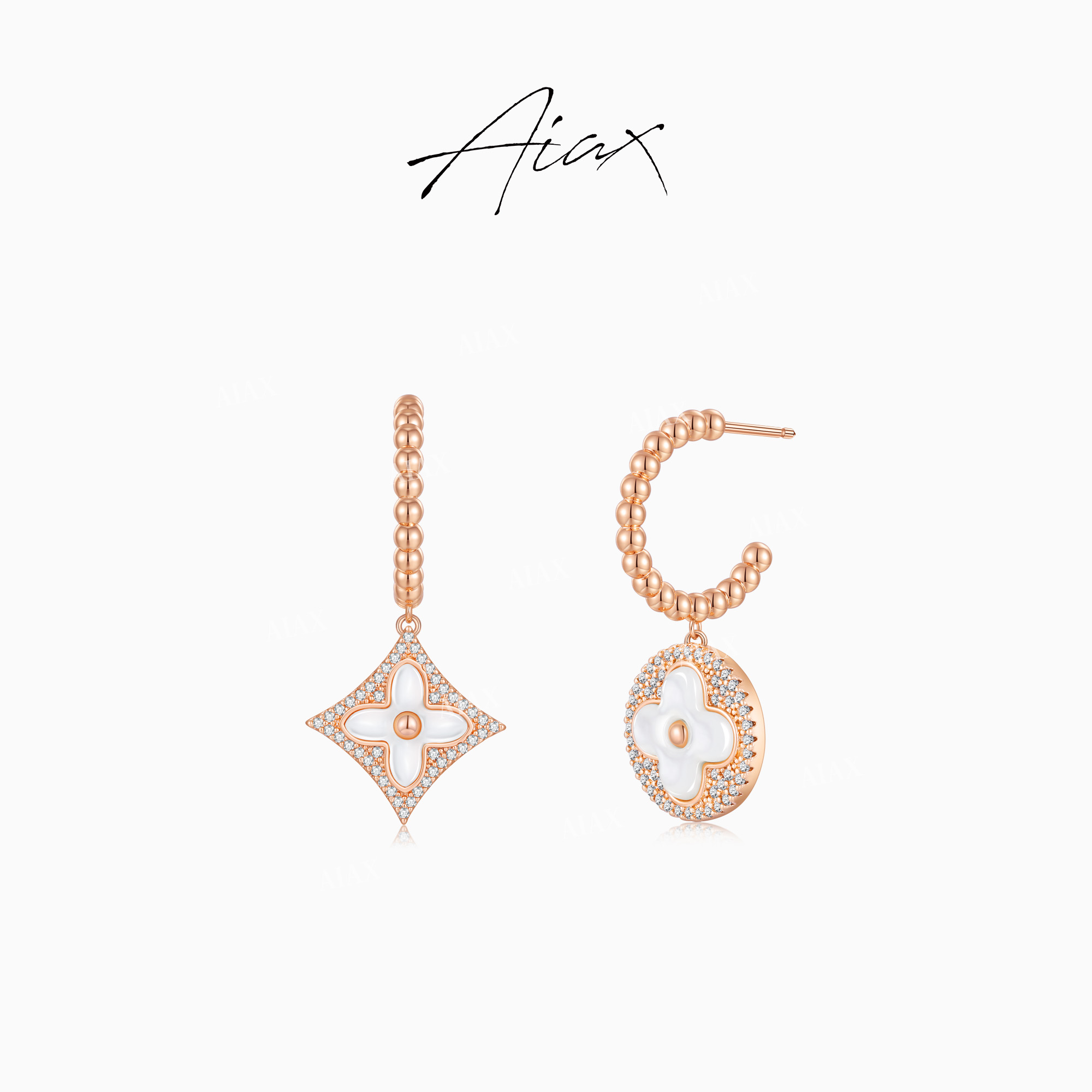 AIAX 镀K金【2025春节】时尚设计师AB款老花耳环TSL1835