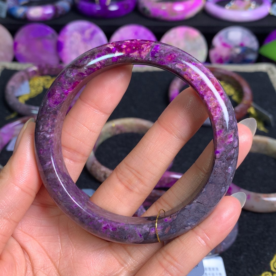 苏纪石（舒俱来）桃红樱花手镯未镶嵌清**风