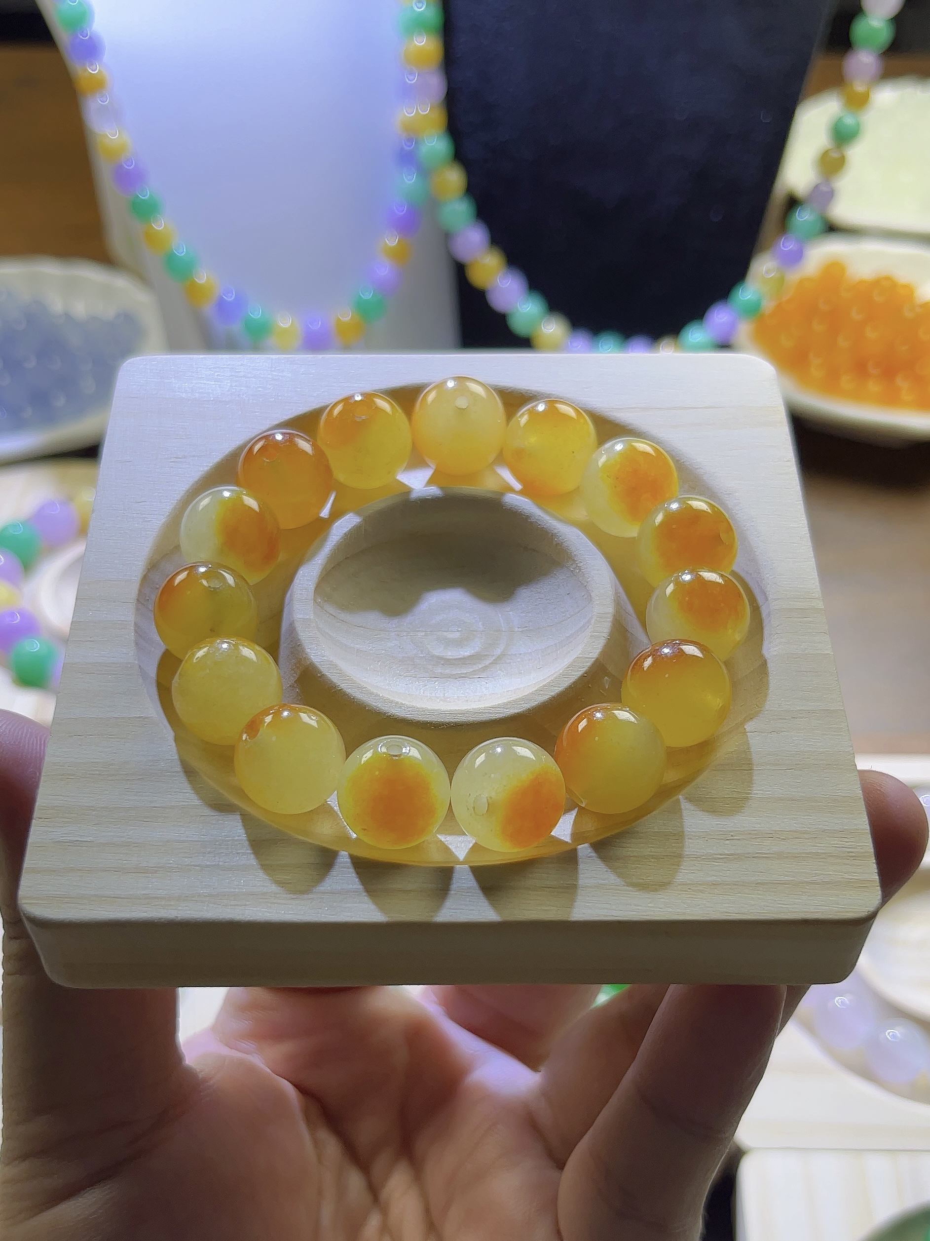 正品卡13MM缅A冰糖黄珠串多样性发一（Y013)