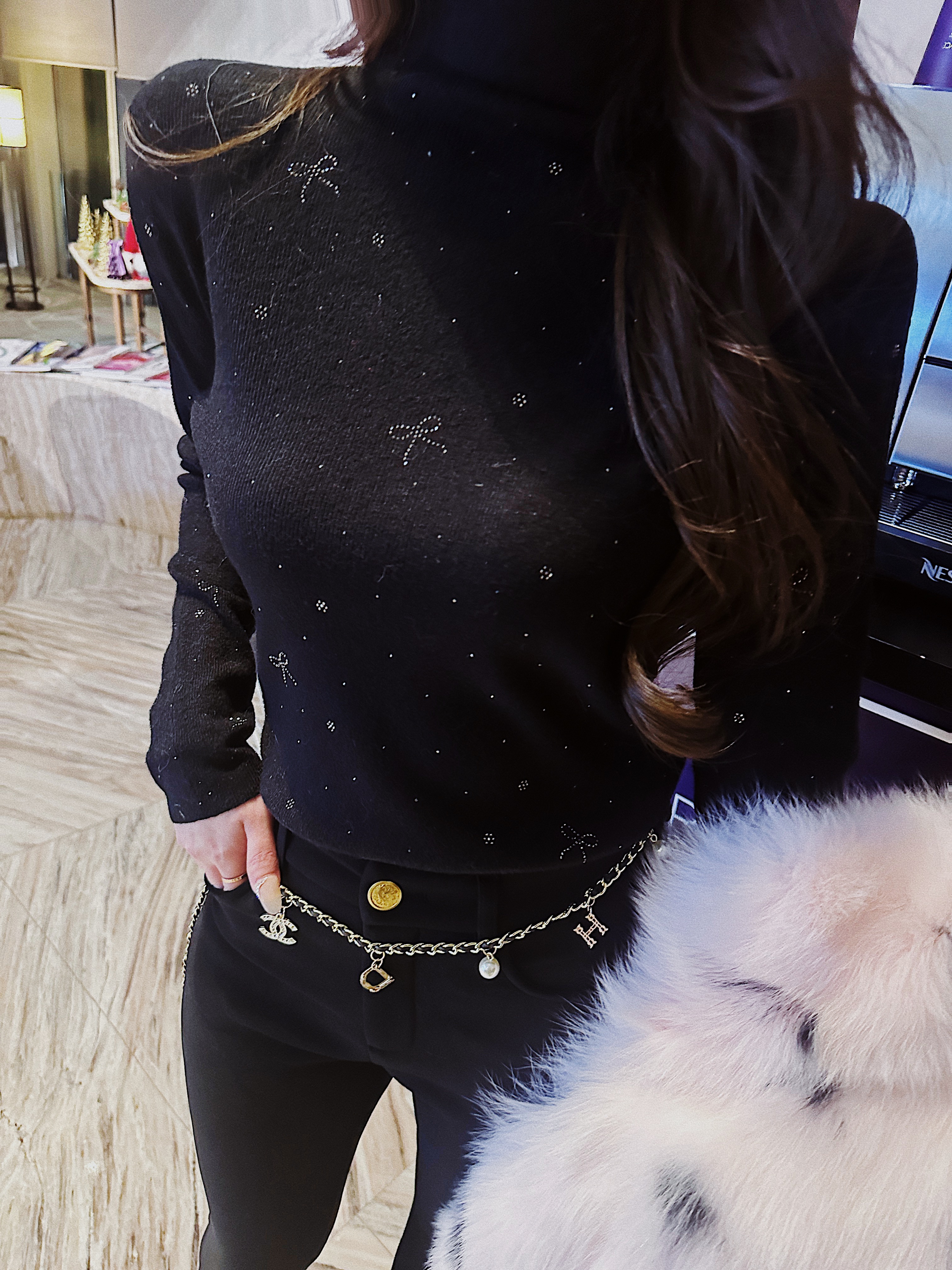 【蝴蝶翩翩】重工烫钻高领长袖针织衫XS40711