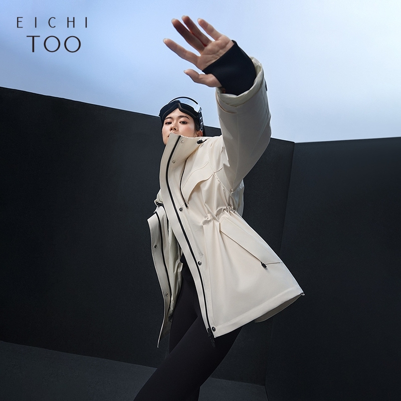 A爱居兔三防面料羽绒外套女冬季可拆卸内胆鹅绒服EWRAJ4P072A