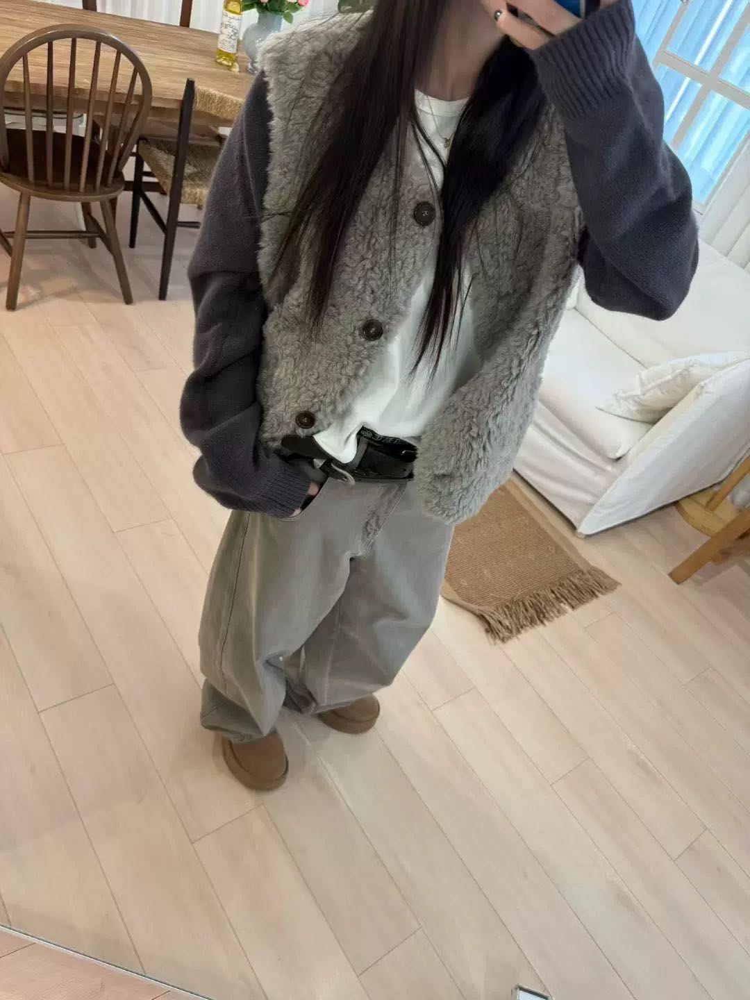 【Halo】tug女韩国东大门2025冬季复古高级感羊毛纯色针织背心马甲