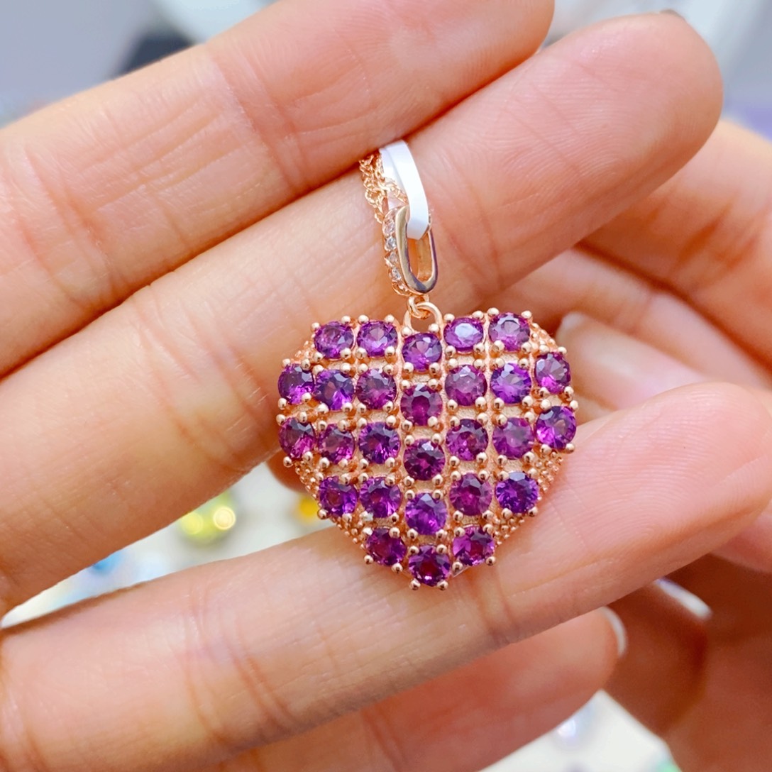 石榴石（紫牙乌）颈饰银S925镶嵌