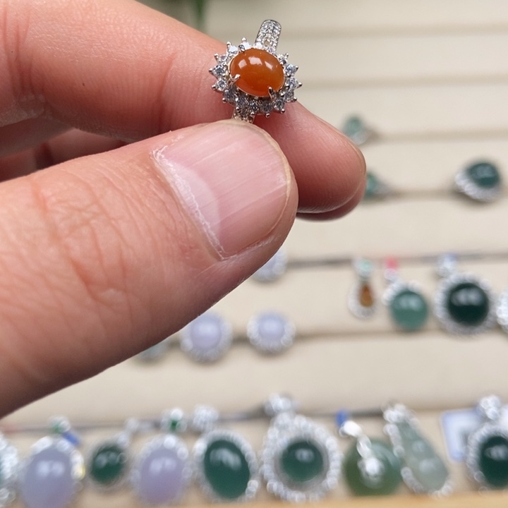 翡翠银S925镶嵌戒指