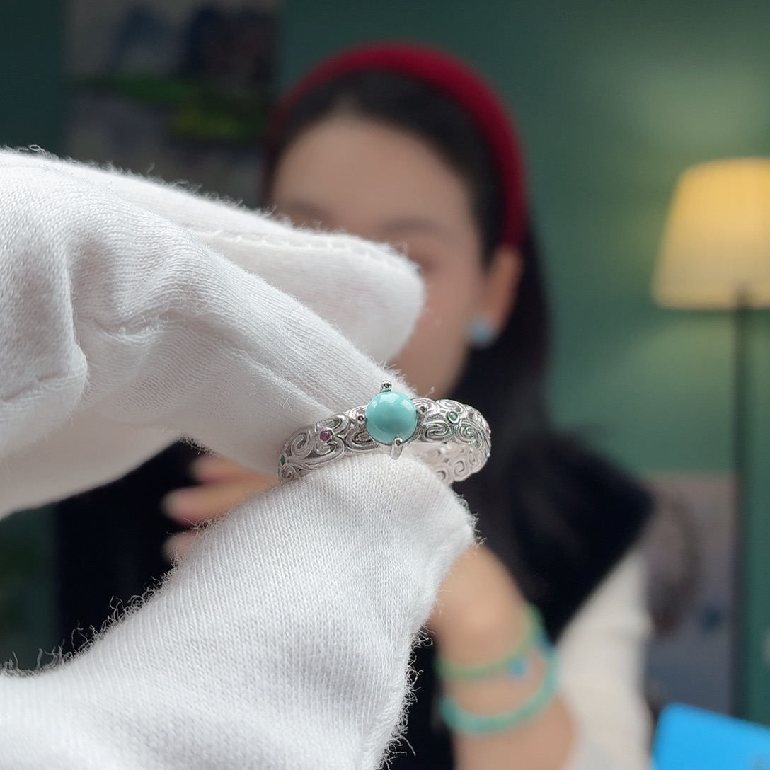 绿松石银S925镶嵌颈饰