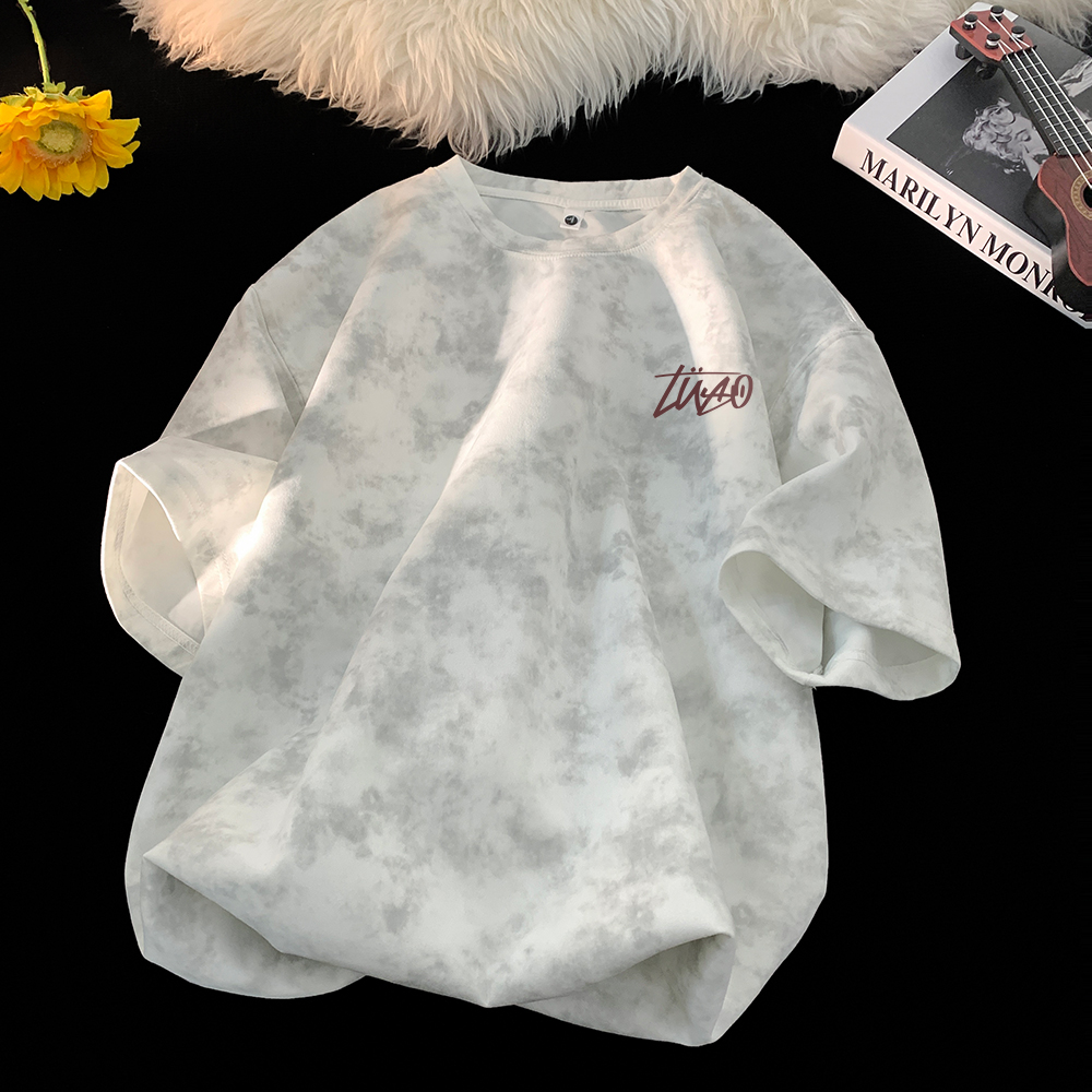 短袖t恤男士百搭潮牌扎染印花美式高街港风重磅T恤美式短袖t恤男