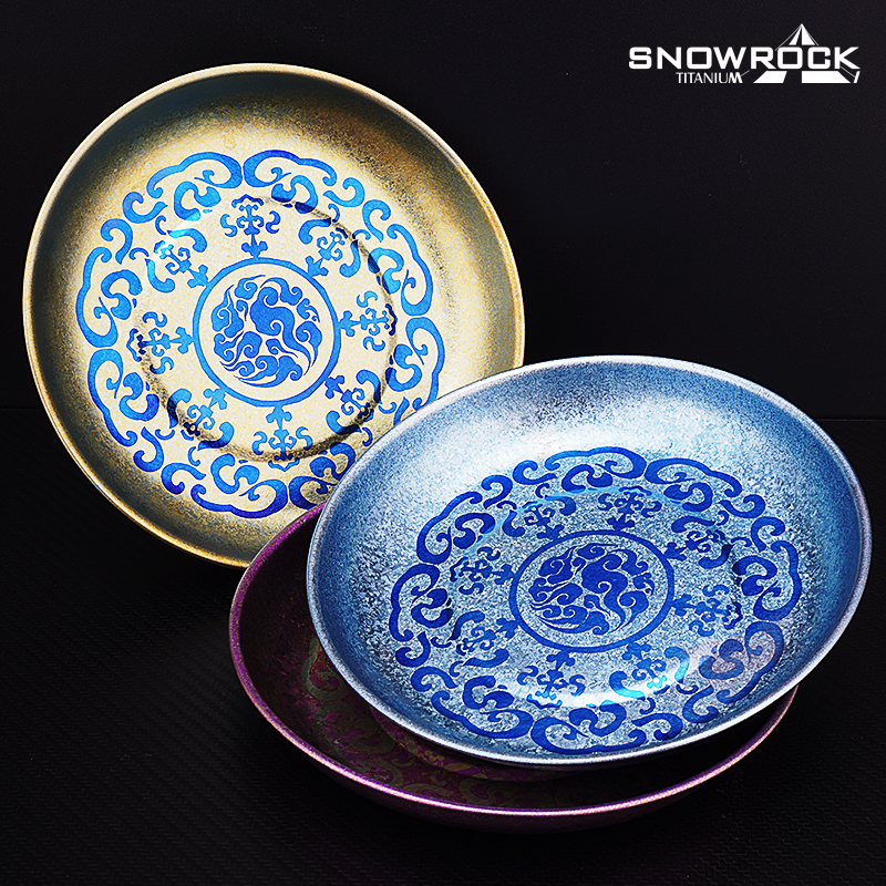 【瑕疵】冰花-纯钛直径185mm青花盘