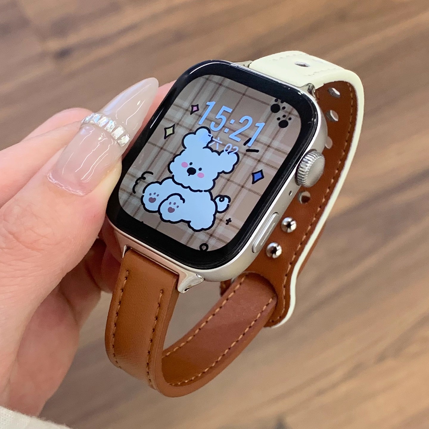 适用华为Fit3/4多巴胺拼色双钉皮表带女款智能GTwatch表带新款pro