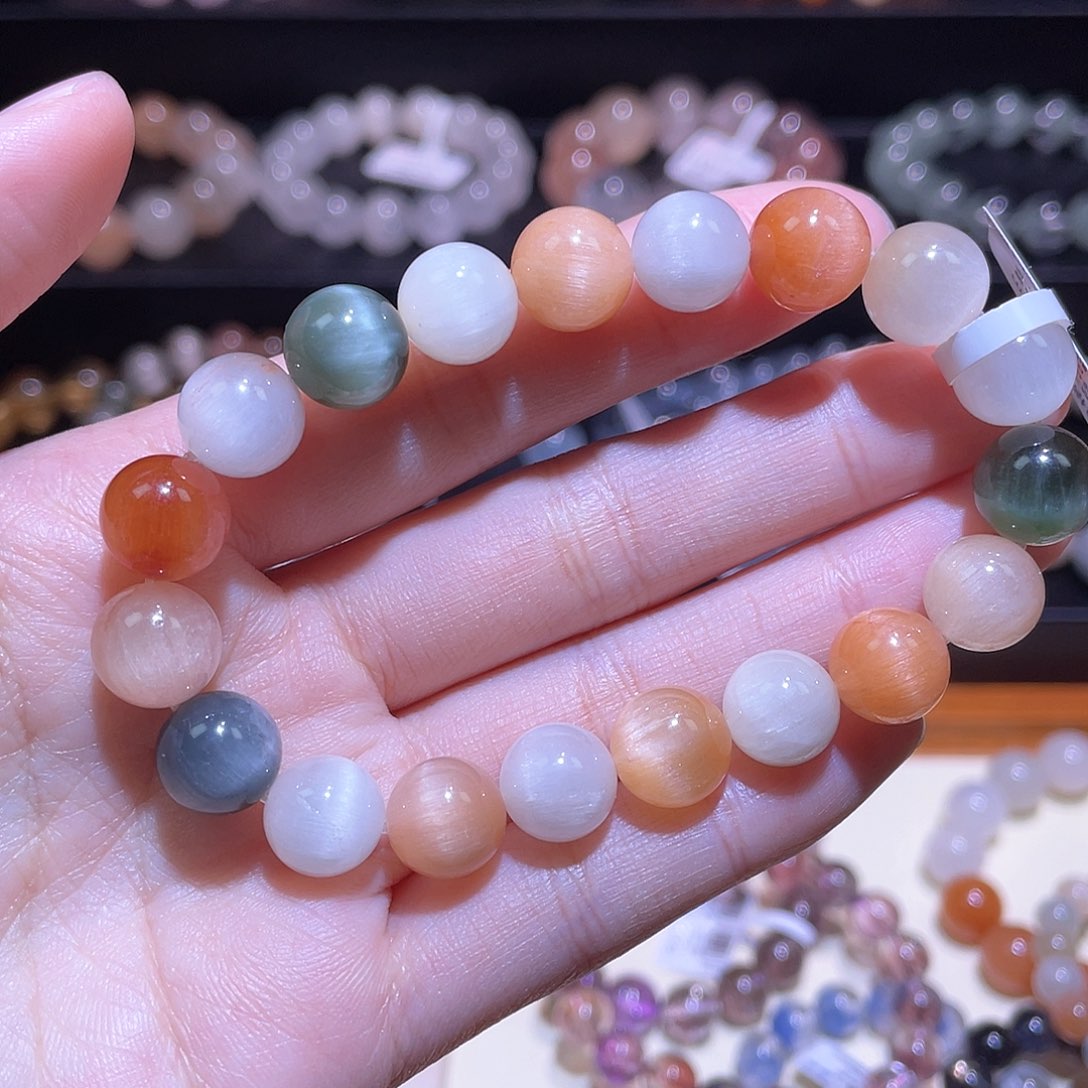 水晶手链未镶嵌兔毛手链，晶体通透10.4