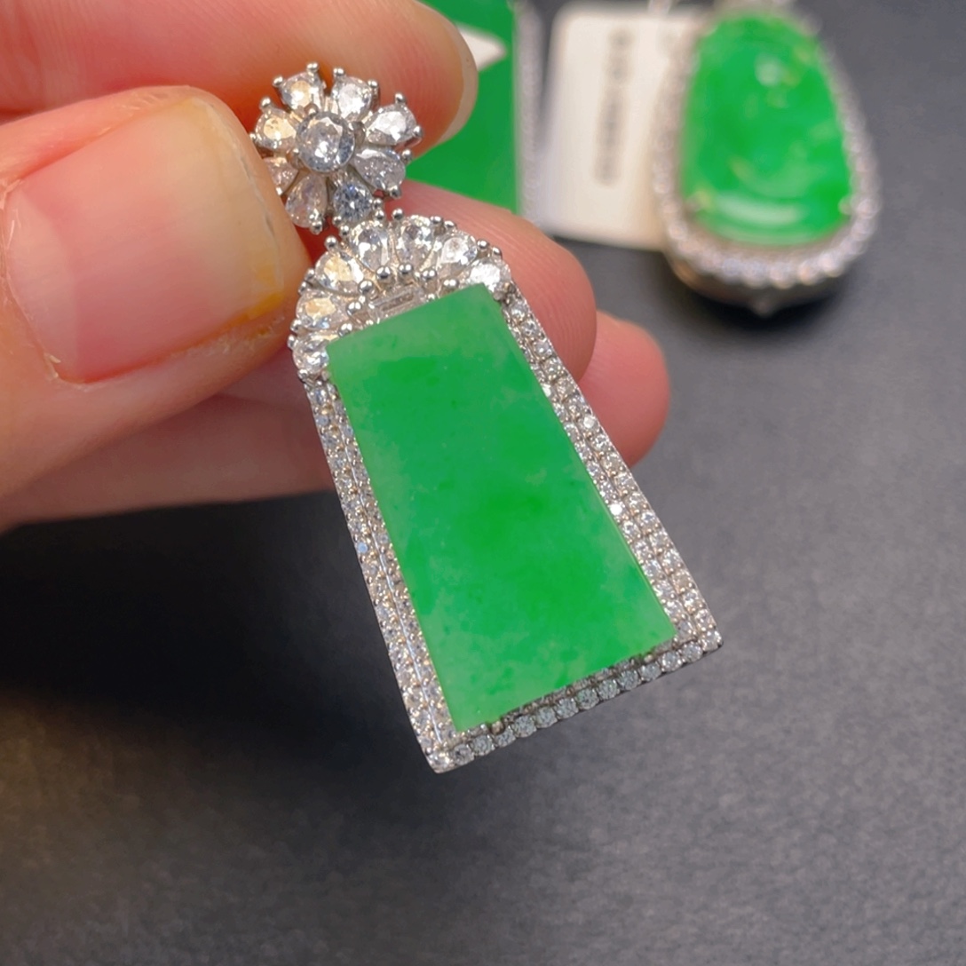 翡翠银S925镶嵌吊坠(不含链)