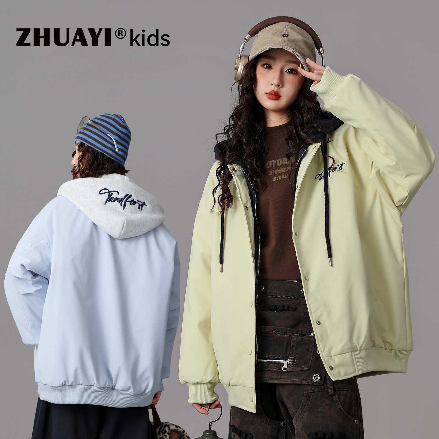 女童连帽棉服外套夹棉加厚秋冬新款宽松夹克上衣潮（25402300）7