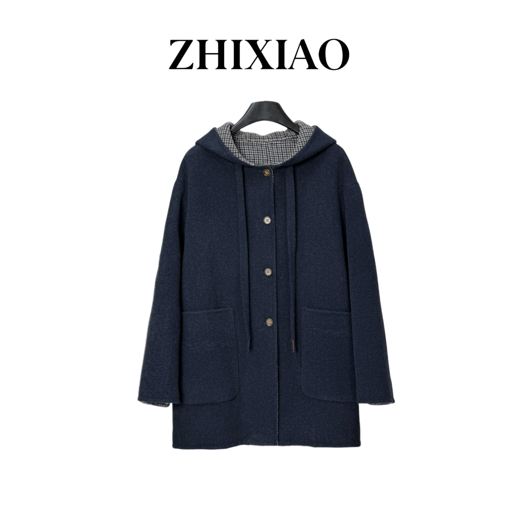 【ZHIXIAO】秋冬新款：带帽抽绳毛呢外套TR1022