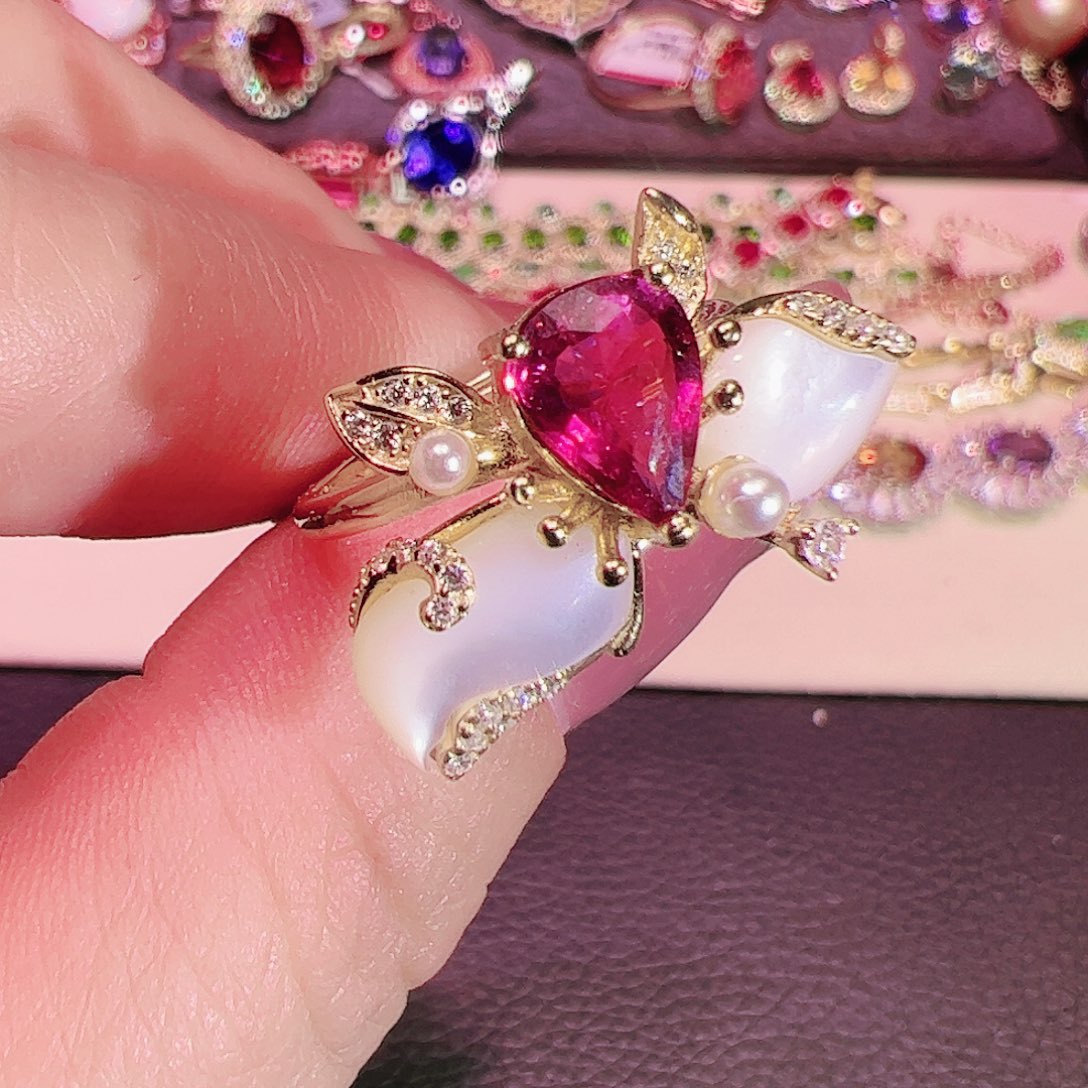 碧玺碧玺戒指银S925镶嵌