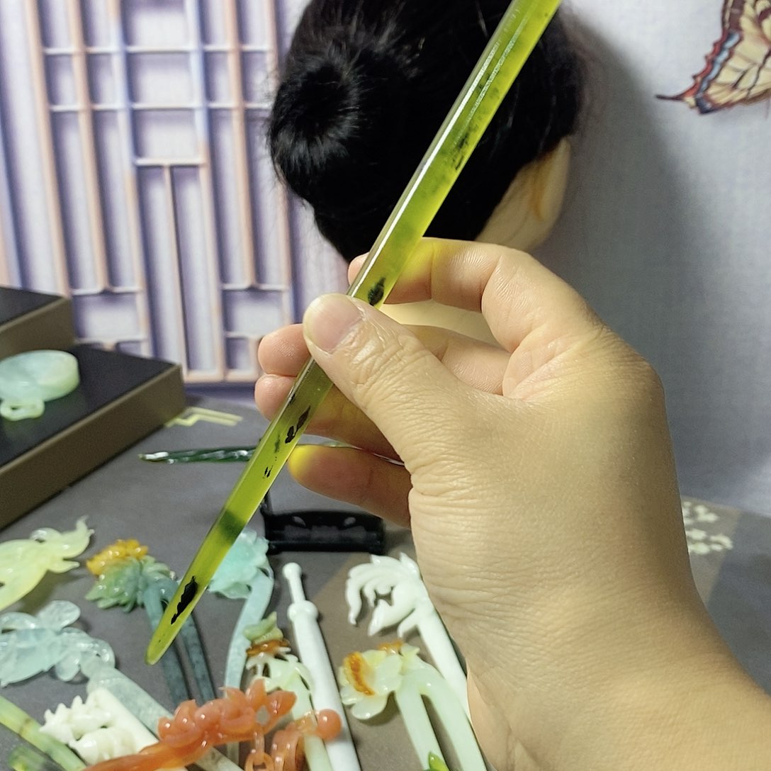 岫玉岫玉发簪未镶嵌