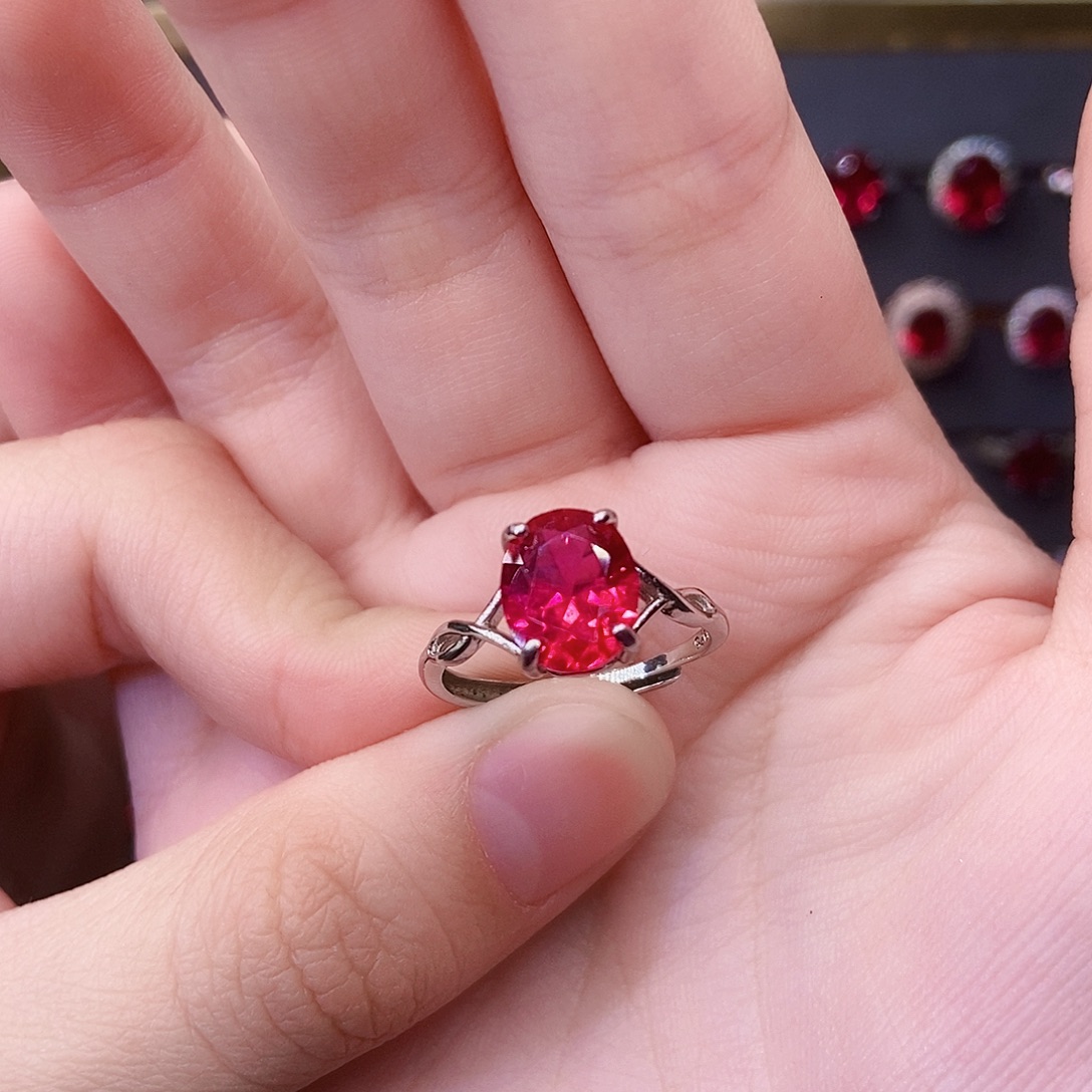银S925镶嵌戒指红宝石