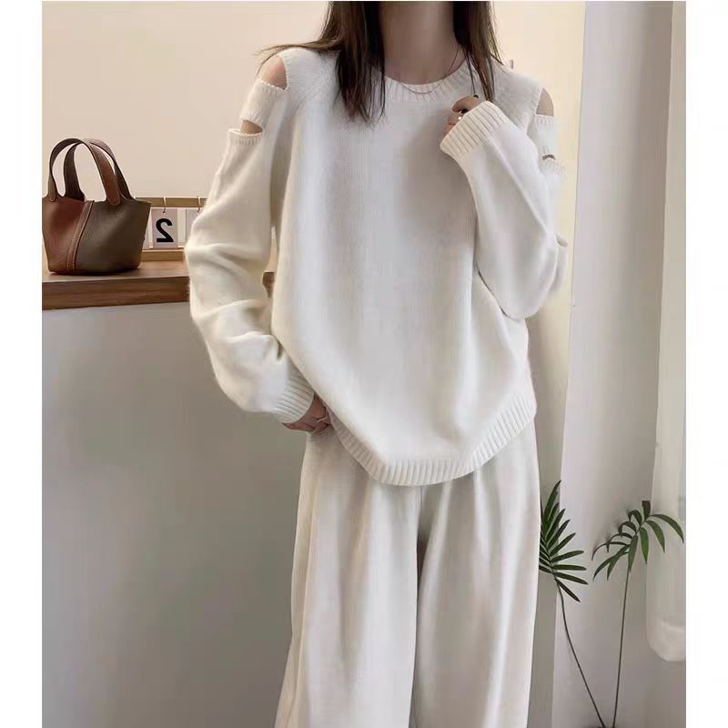 浣熊毛~欧货秋冬新款露肩心机感松驰感针织衫(A10-6)5536/3371