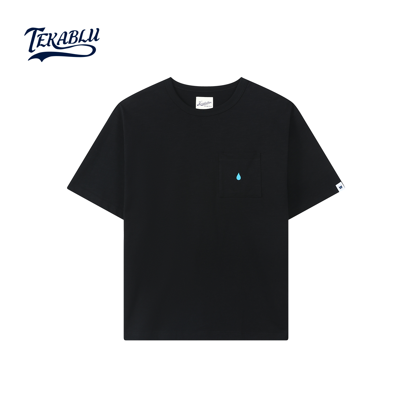 蓝布屋夏季新款240克新疆长绒棉竹节纱口袋短袖T恤男女KRBLTEE020