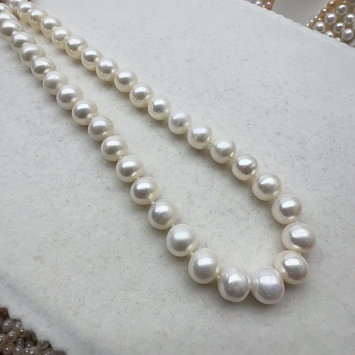淡水珍珠银S925镶嵌颈饰10-11近正圆微微瑕50厘米