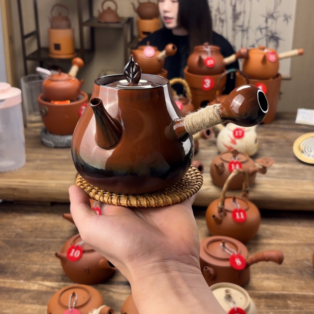煮水煮茶甘甜 潮州砂铫壶 搭藤垫