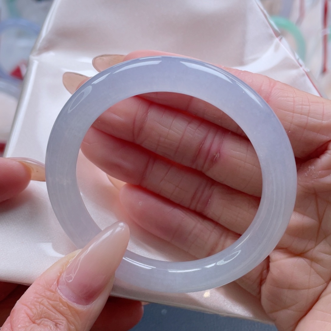 未镶嵌手镯翡翠51.6圈 水汪汪 白月光 冰透起光 13号