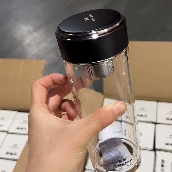 晶单层烫手玻璃杯500黑色哑光➕杯套