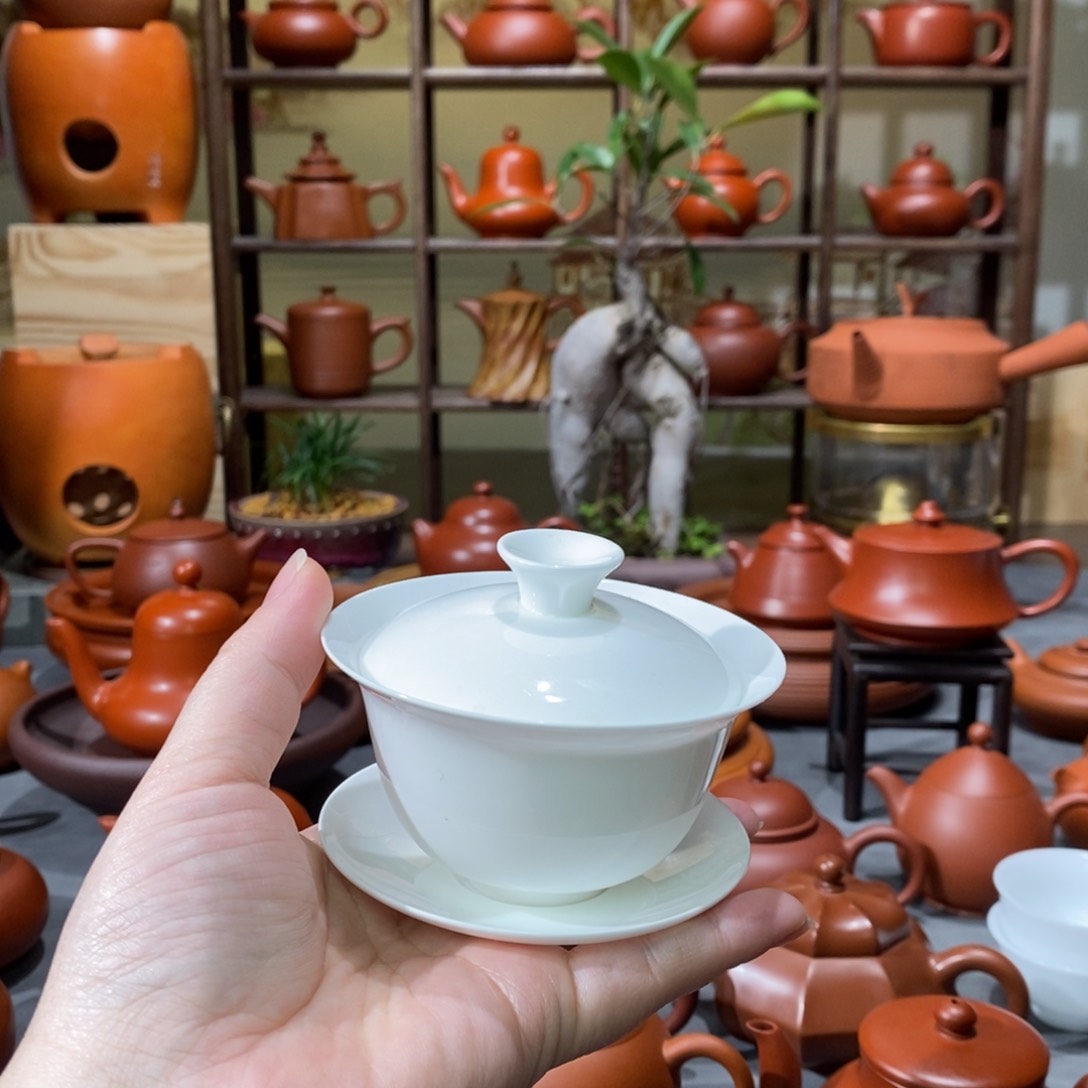 紫砂茶壶福利款高骨瓷三才盖碗125cc