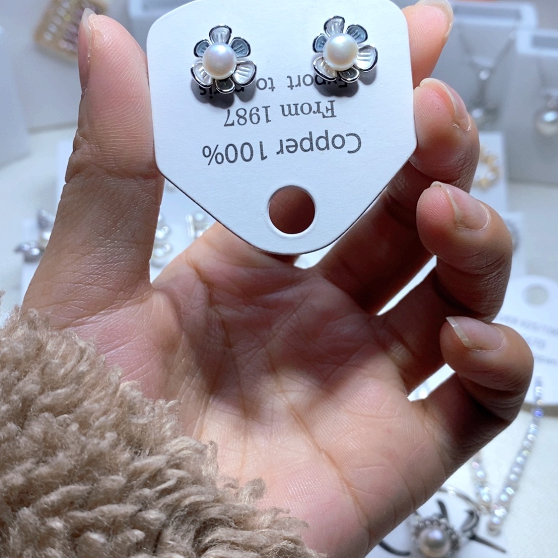 耳饰淡水珍珠银S925镶嵌