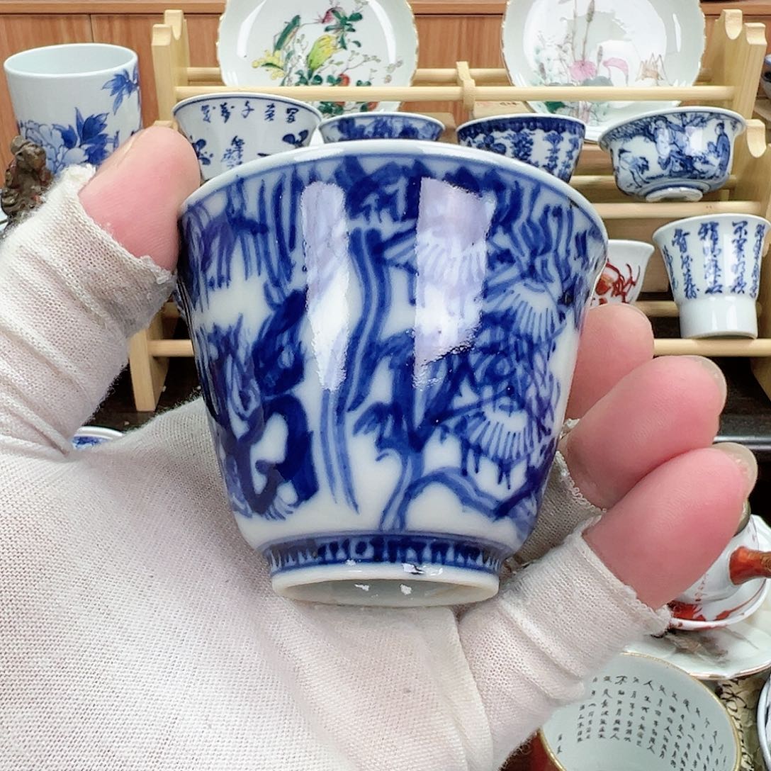 柴窑茶具茶杯茶壶濑户青花