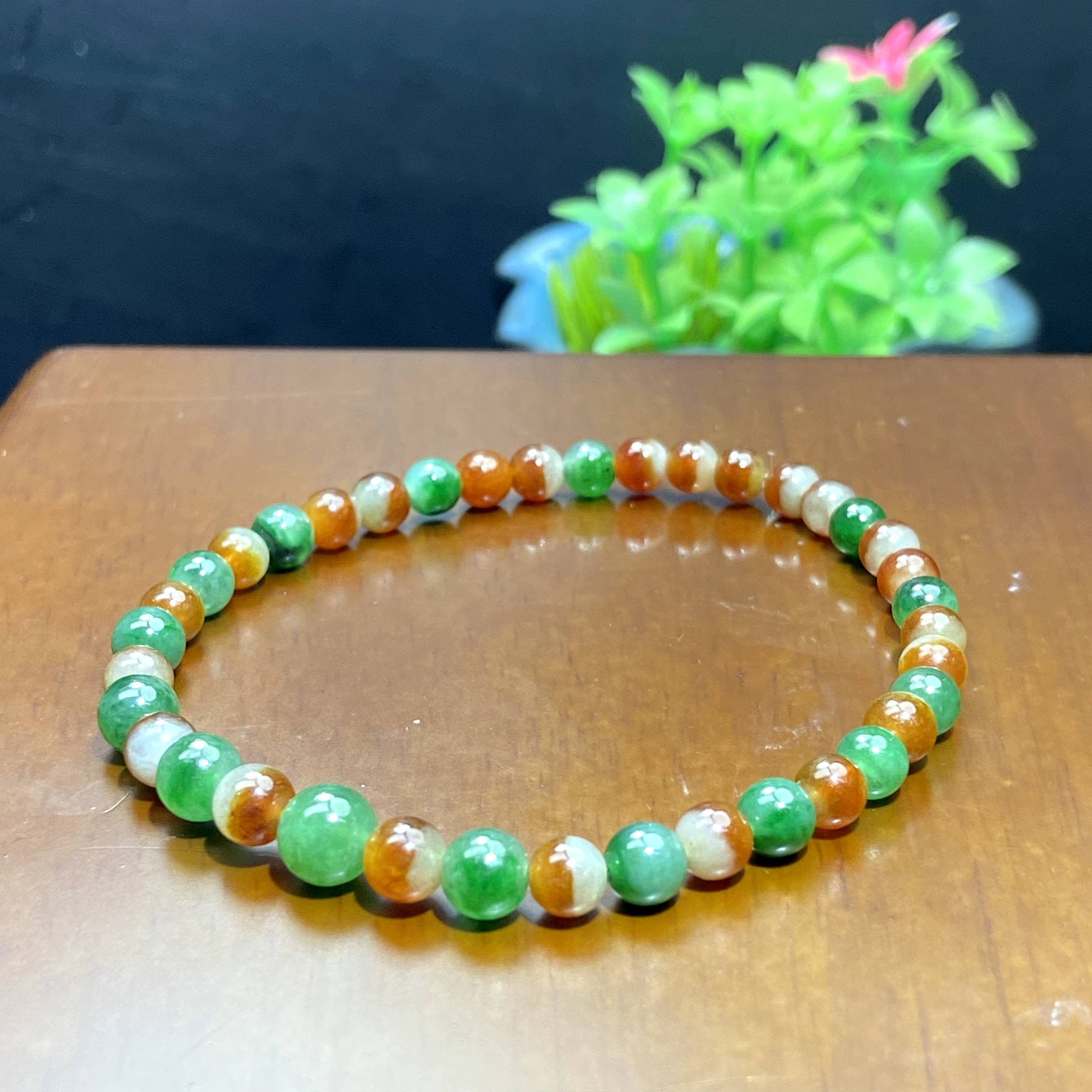 RX20天然缅甸A货翡翠红加绿圆珠手串/037697/北京中保拍卖