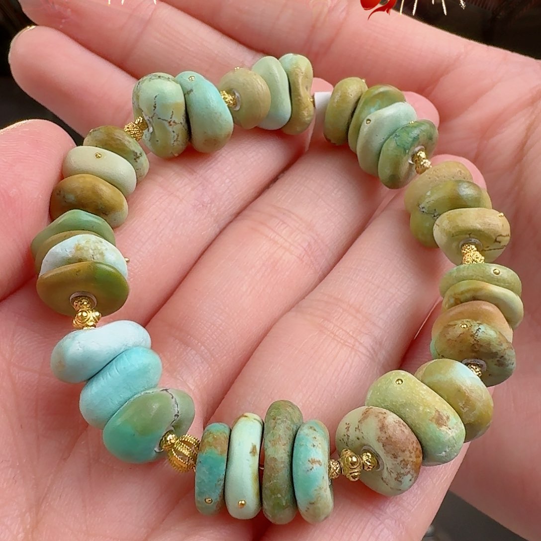 绿松石珠宝奇石18K金镶嵌