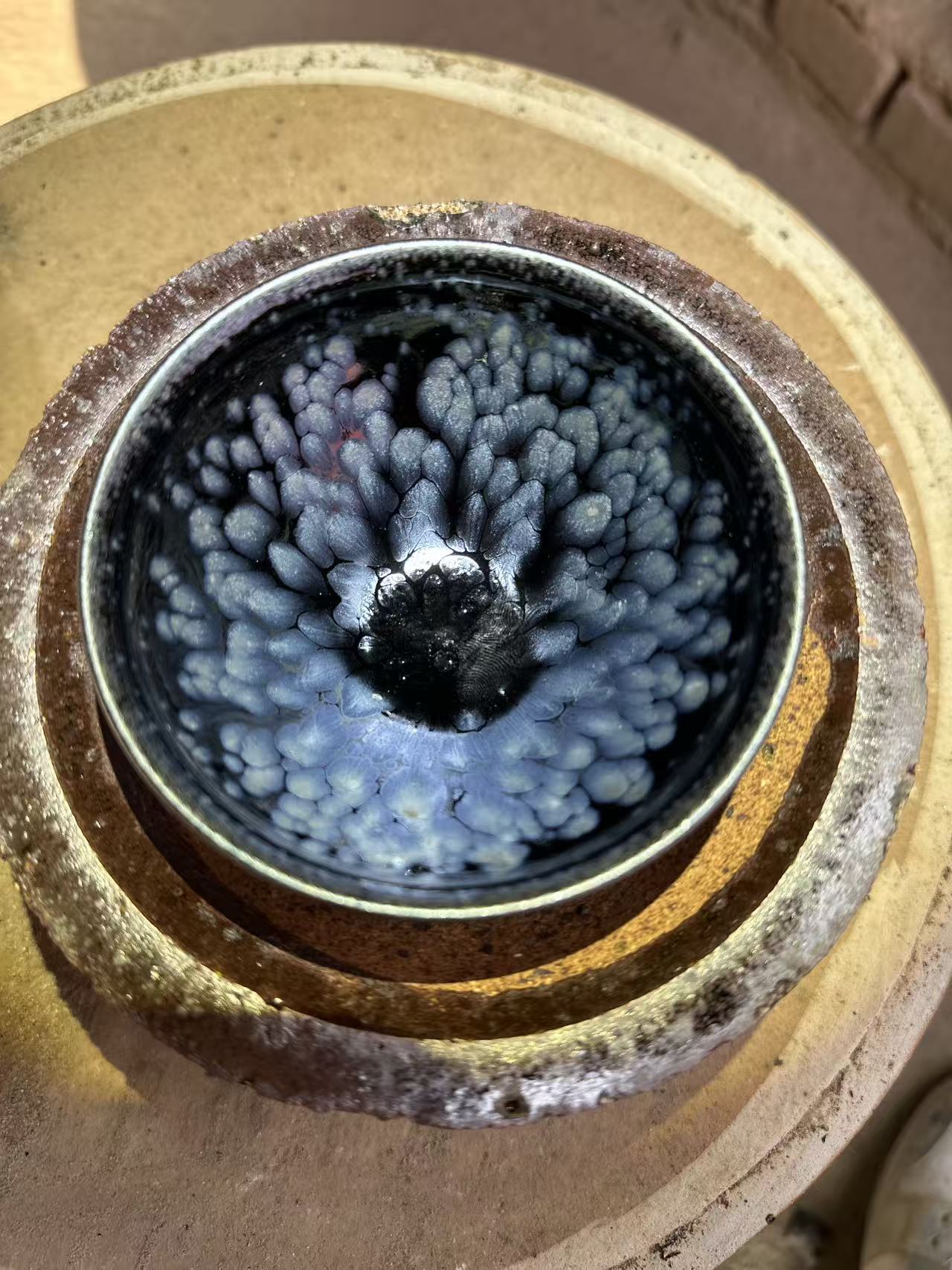 建盏手工主人杯电烧专用  蓝油滴