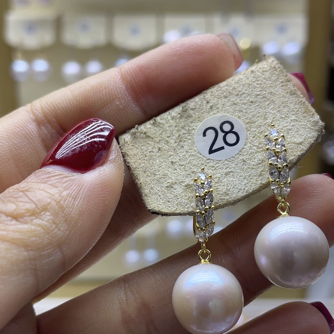 淡水珍珠耳饰银S925镶嵌