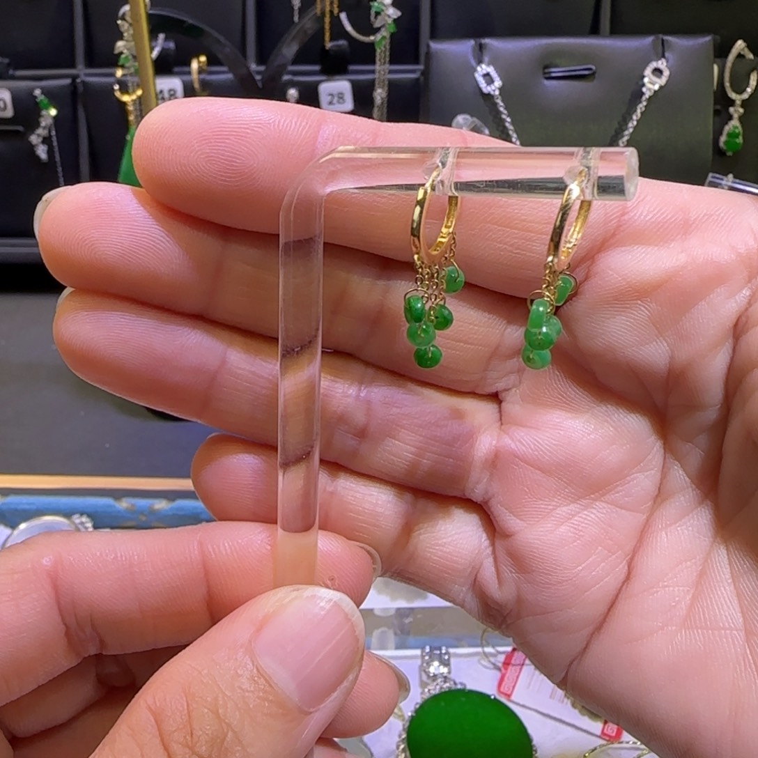 翡翠18K金镶嵌颈饰耳环