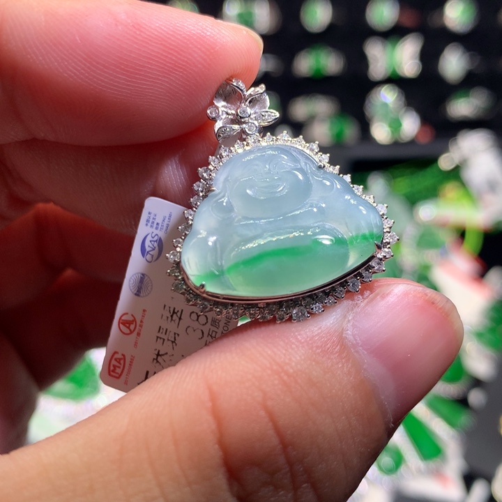 【闪购商品】翡翠颈饰18K金镶嵌佛公