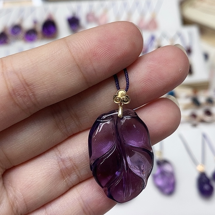 紫晶吊坠(赠链)18K金镶嵌紫水晶吊坠