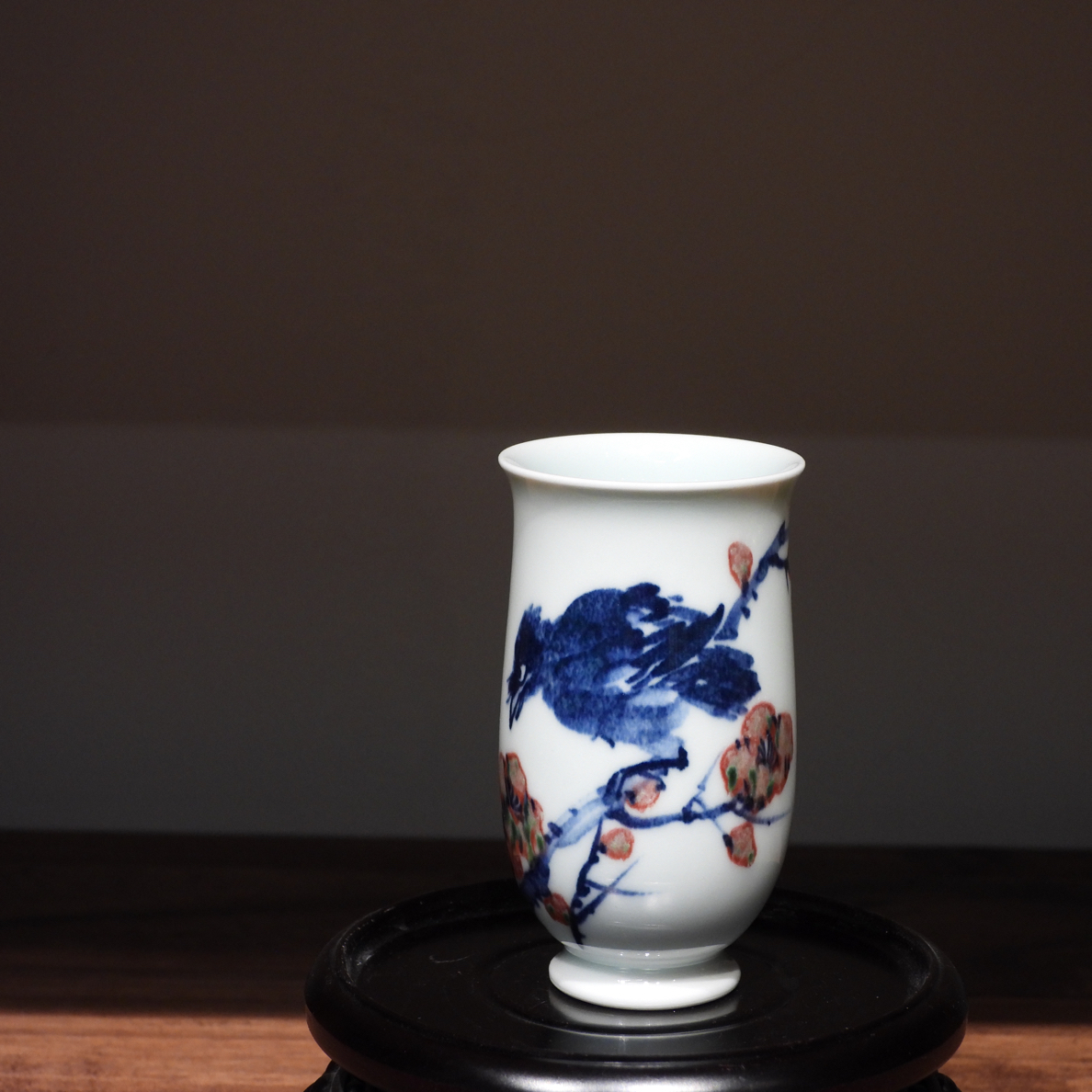 易炎窑原创手工手绘高温原矿青花釉里红主人杯大闻香杯色差放漏