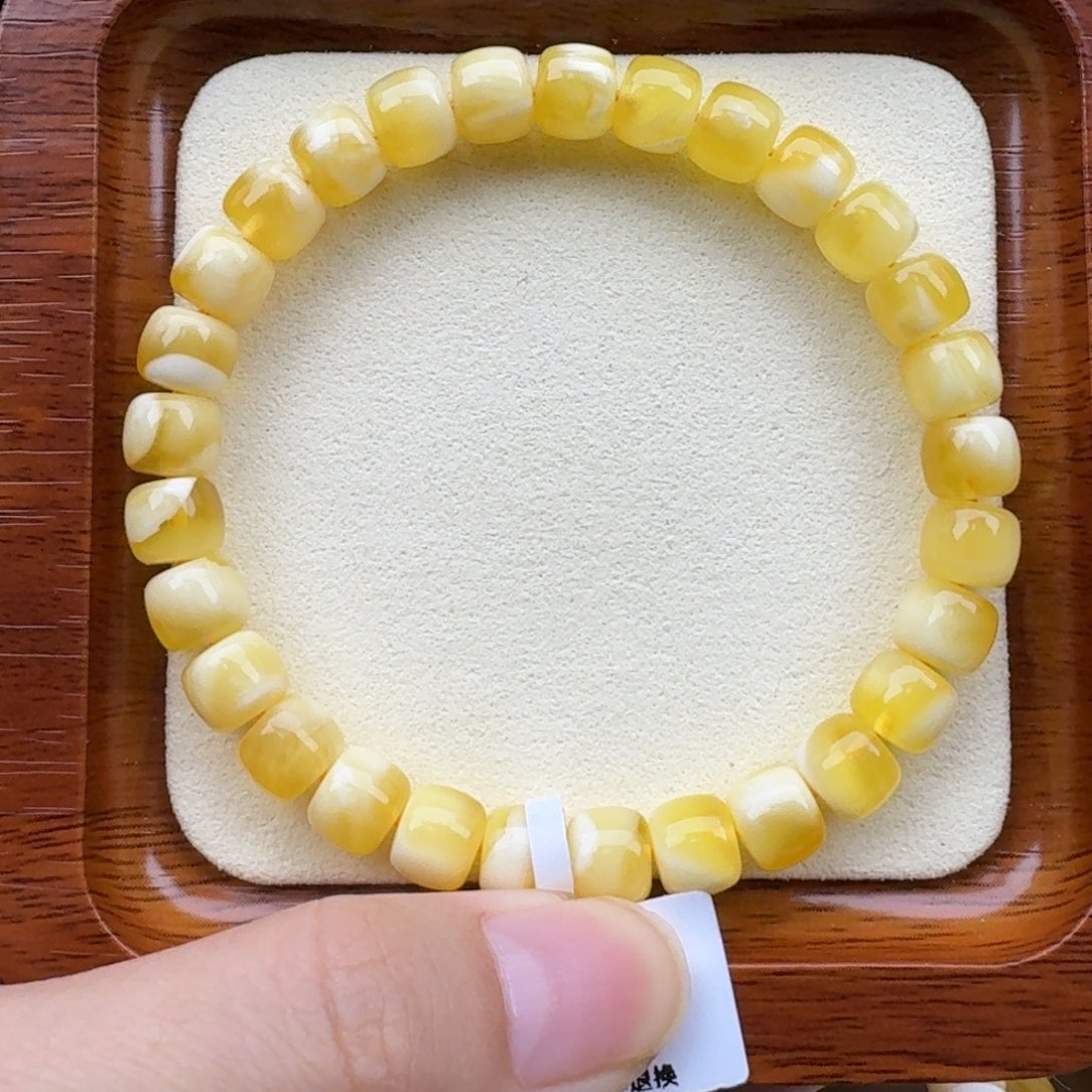 琥珀手链未镶嵌蜜蜡手串8mm金白精工老型