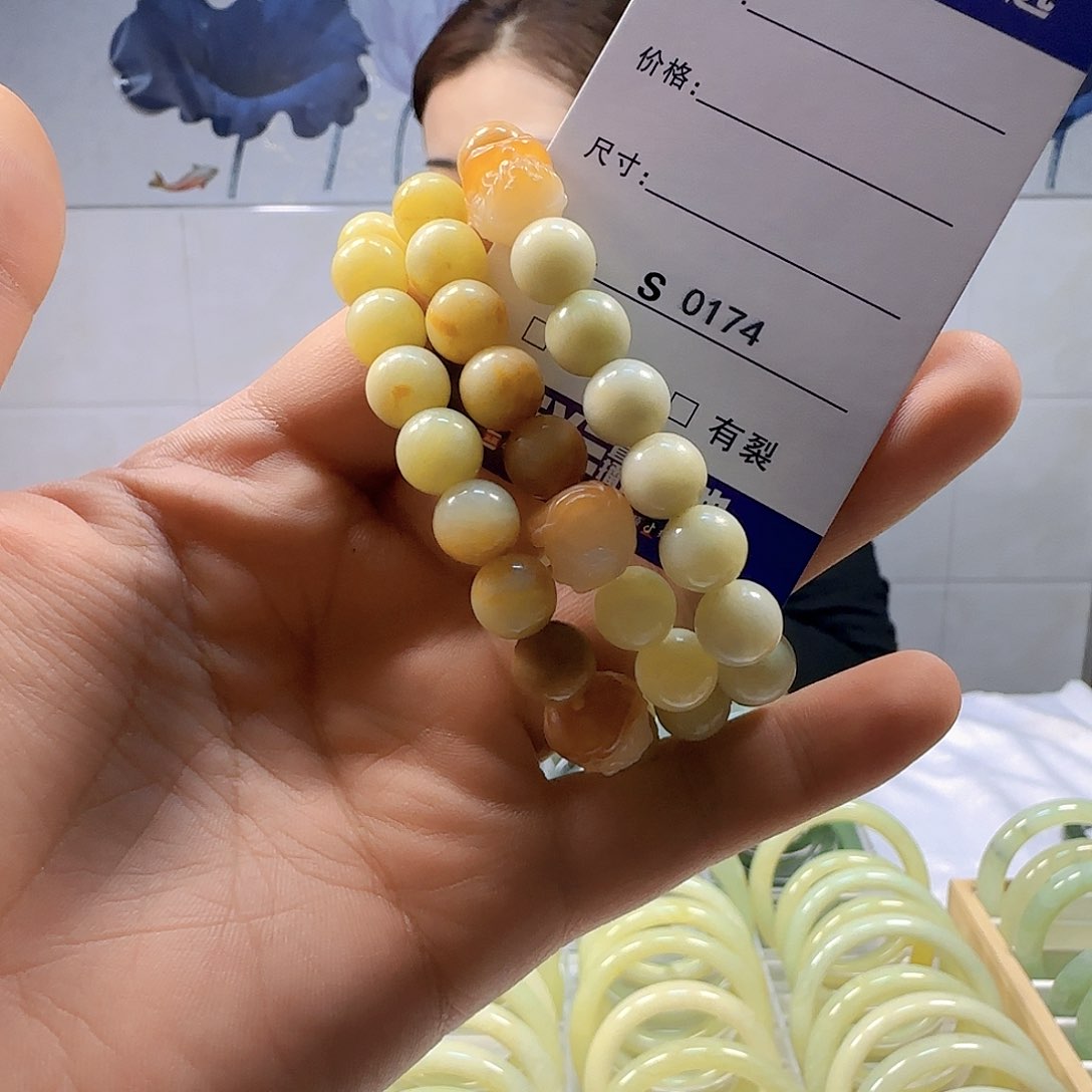 蛇纹石玉手链未镶嵌s 0174