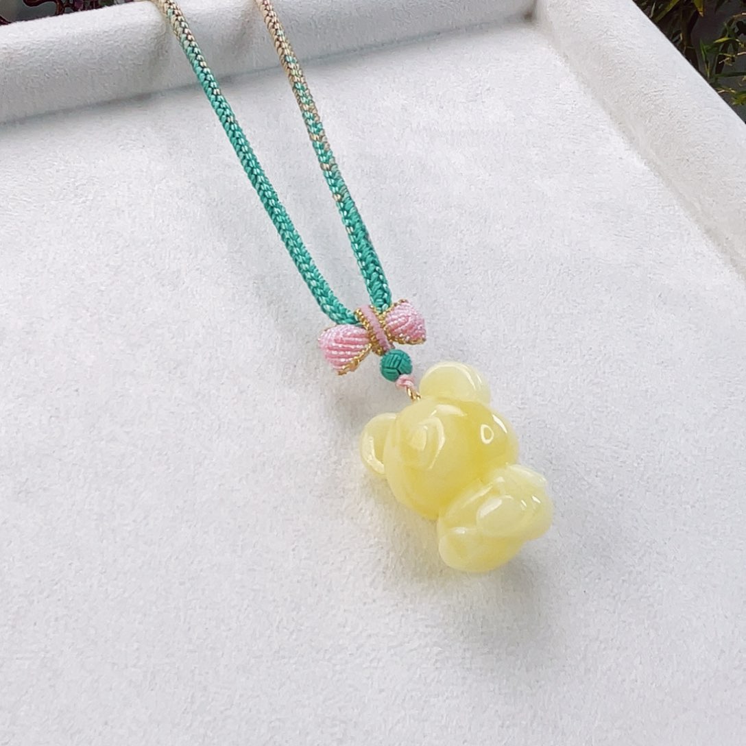 蜜蜡颈饰18K金镶嵌蜜蜡