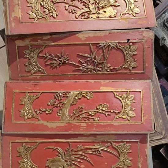 叩***道香榧木老木雕老花板一套四片