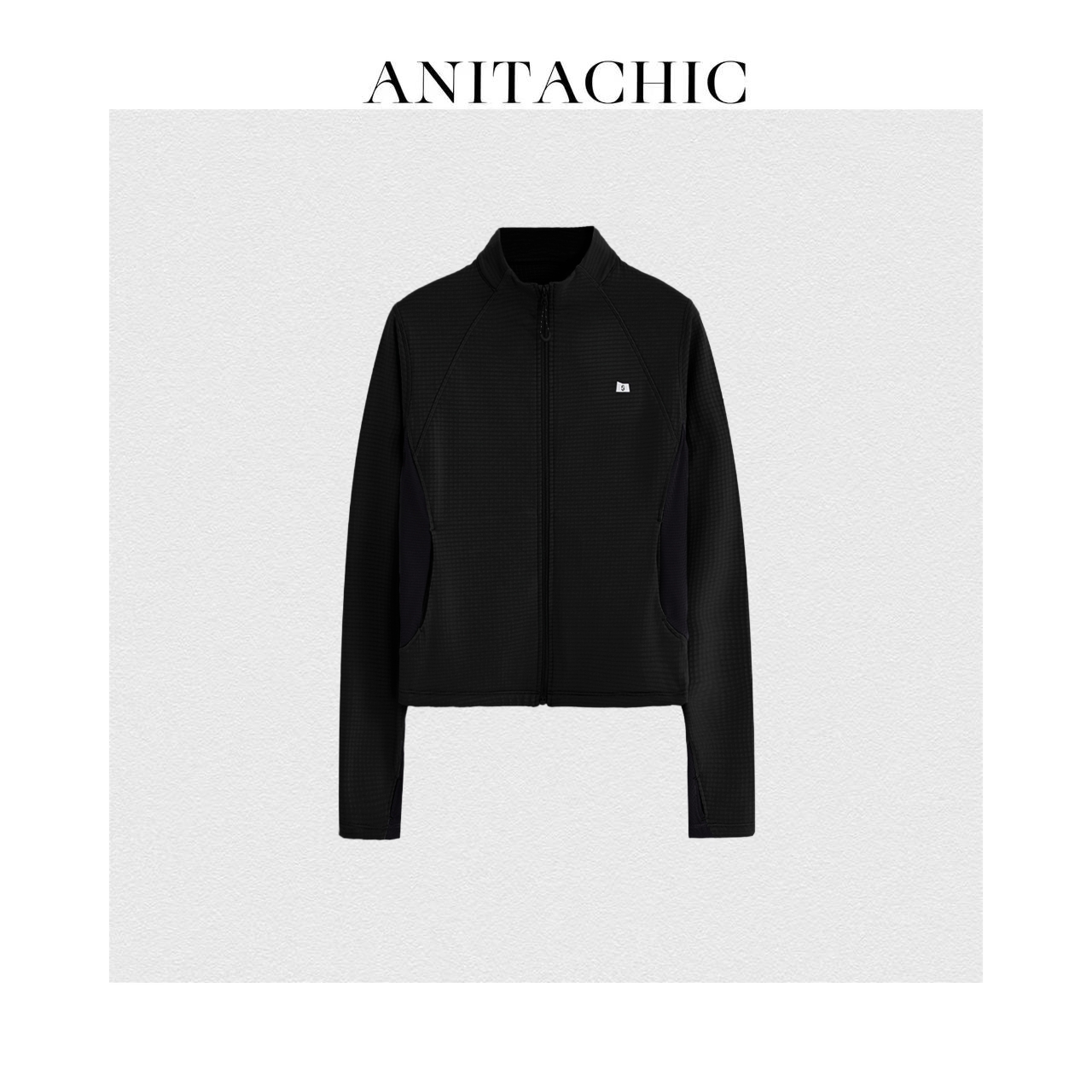 ANTC "热特姆"网格拼接立领开衫女上衣